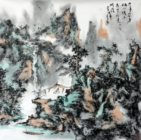 王天禾山水畫  68cm*68cm